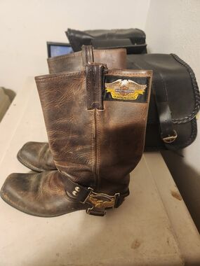 Harley-Davidson Men's Brown Leather Harness Boots